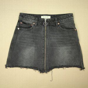 Free People We The Free Mini Skirt Women's Size 26 Fray Hem Washed Black Denim